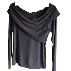 NWOT TheoryBlack Off the Shoulder Long Sleeve Top Draped